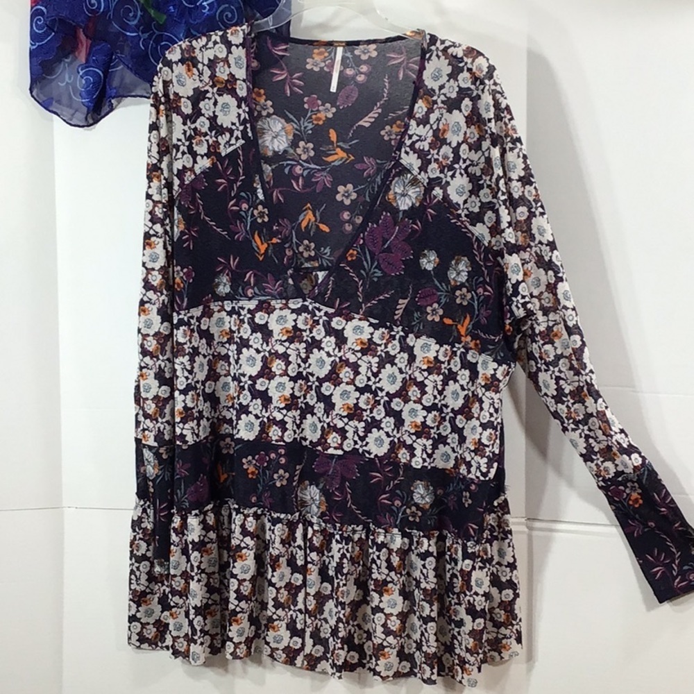 Free People Isabelle oversized floral tunic top M